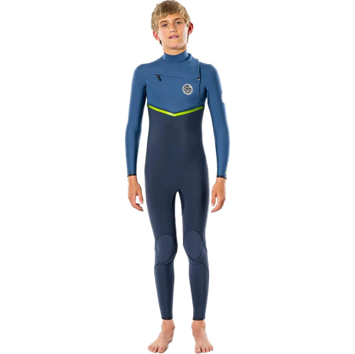2022 Rip Curl Junior Flashbomb 4 3mm Chest Zip Wetsuit WSM5WB Blue Wetsuits Wetsuit Outlet